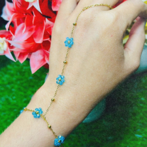 Blue Floral Crystal Hand Chain