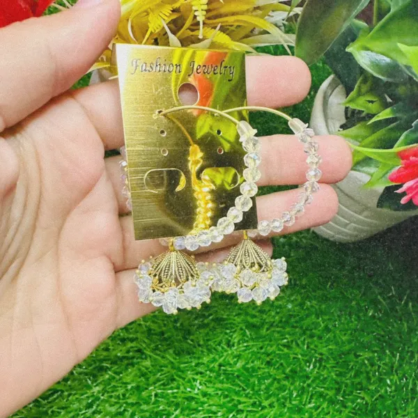 Pearl Bloom Hoop Jhumki Earrings - Image 8