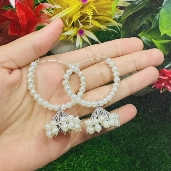 Pearl Bloom Hoop Jhumki Earrings