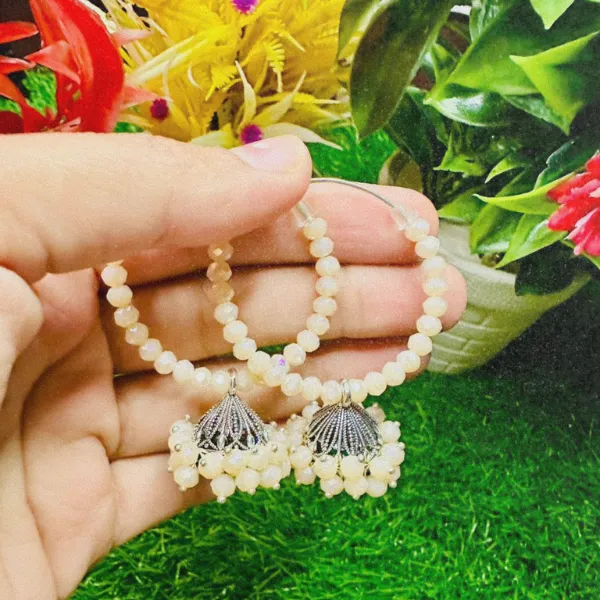 Pearl Bloom Hoop Jhumki Earrings - Image 7