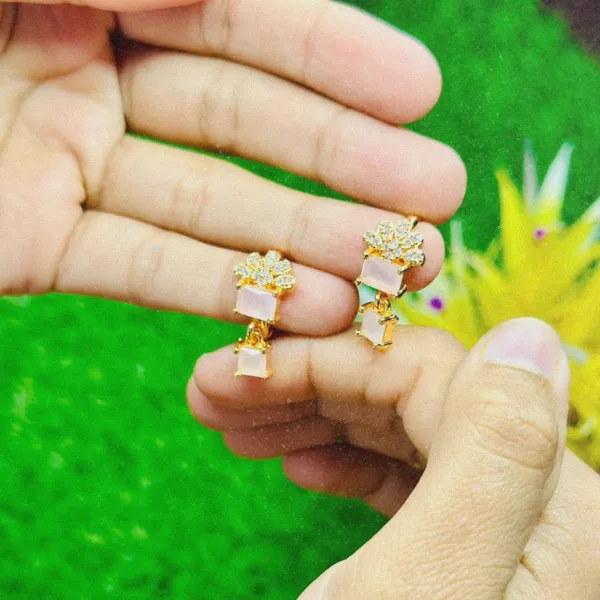 Aqua Stone Drop Earrings - Image 3