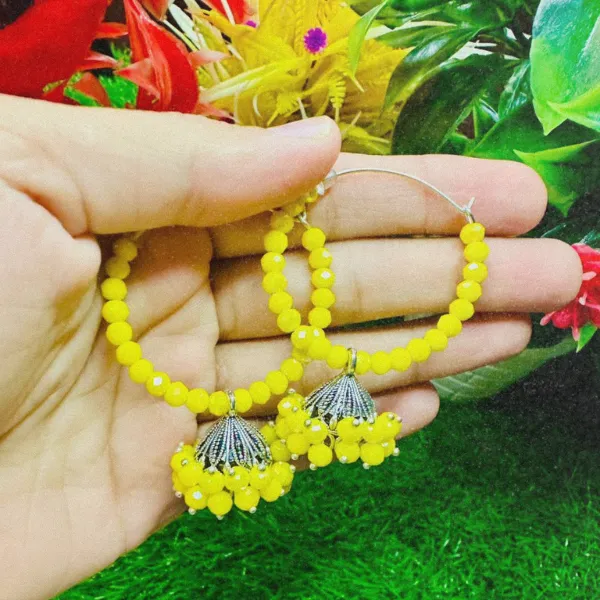 Pearl Bloom Hoop Jhumki Earrings - Image 2